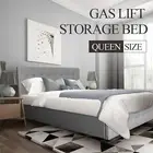 *MEL STOCK* Fabric Square Tufted Gas Lift Bed Queen CB031 BEIGE GREY CHARCOAL