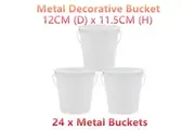 24 x Metal Decorative Bucket White Container Table Handle Water Organiser Basket