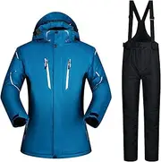 [GDDO] N/A Mens Ski Jackets and Bib Pants Set Snowboarding Snowsuit Waterproof Windproof Ski Suit Jackets and Pants,Blue,M