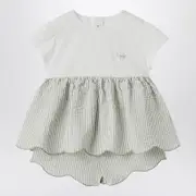 [Il Gufo] Granite-coloured Outfit In Jersey And Seersucker 2 Y Grey