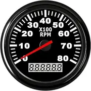 APTPKGDFDK RPM Boat Tachometer 6000 8000 Car Marine Tacho Meter Gauge with Hourmeter for Diesel Gasoline Engine 12V/24V Temperature Meter(BXC)
