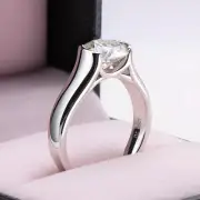 GRA Certificated Real 2CT Moissanite Diamond Wedding Sterling Silver Ring R9