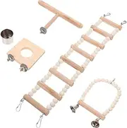 Mipcase 1 Set Hamster DIY Wooden Swing Climbing Ladder Standing Platform for Pets for Hamsters Guinea Pigs Parrots Promotes Physical Activity Health