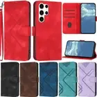 Stripe Wallet Leather Flip Case Cover For Samsung Galaxy S23 FE S24 S22 S21 S20+