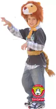 *NEW* Safari Plush LION Hood Hat & Tail Costume - Dress Up Book Weekj