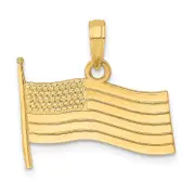 14K Yellow Gold American Flag Charm