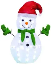 26" Metal Fabric LED Light Up Smiling Snowman Fun Christmas Home Lawn Decor