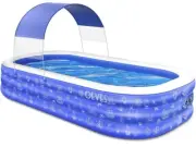 Inflatable Swimming Pool for Kids and Adults Full-Sized Family Kiddie Blow up...