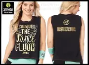ZUMBA INSTRUCTOR ZIN Hi Lo Tank-Top Tee Shirt-Gold Foil Fab-Convention Exclusive