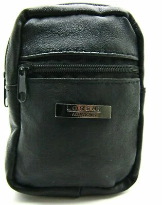 Unisex New Real Soft Black Leather Cigarette Cover Case Holder Lighter Pocket