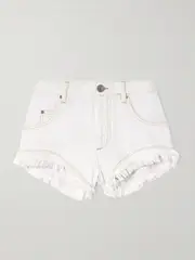 [Isabel Marant] Isabel Marant - Eneidao Fringed Denim Shorts - White - FR 42 FR 42 White