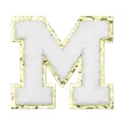 Chenille Letter Patches, Letter m Iron on Patches(White, 5.5 Cm/1.42")