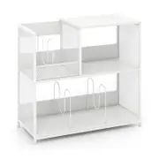 Costway 3-Tier Record Player Stand Turnable End Table w/Removable Dividers White