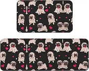 Cute Pug Christmas 2 Piece Floor Mat Non Slip Restaurant Mat For Floor Mat Home Mat Anti Slip Entry Mat