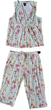 Tahari Womens Pajama Set, Tank and Capri Set, S, M, L, XL Spring Garden Green