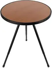 Hbluefat Camping Tables, Small Metal Wood Detachable Portable Round End Side Table with Carry Bag, Height Adjustable Retractable Legs Ultralight Travel Table for Outdoor Garden Picnic