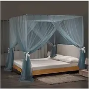 Single Mosquito Net for Summer Bed Room Decoration for Boys and Girls Bed Curtain with Metal Bracket (Color : White, Size: 120 x 200 cm) (Blue: 200 x 220 cm)