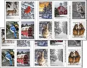 (2 Books of 20) - Winter Scenes Forever Postage Stamps 2 Books of 20 First Class US Postal Holiday Celebrations Wedding Celebration Anniversary Traditions (40 Stamps)
