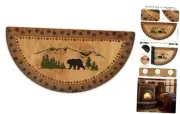 Winter Half Round Hearth Rug Birch Bear Non Skid Fireplace Rustic Classic