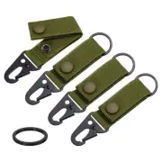 Duty Belt Key Holder, 4Pcs - Nylon Strap with Snap D-Clip Key Ring (Army Green)