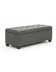 [La Bella] Storage Ottoman Foot Stool 102cm Fabric Blanket Box Chest Toy in Dark Grey