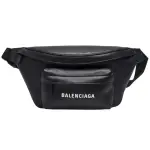 【BALENCIAGA 巴黎世家】經典EVERYDAY系列品牌字母LOGO烙印小牛皮腰包/斜背包(黑552375-DLQ4N-1000)