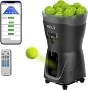 PT-Mini Pro Tennis Ball Machine - Professional Automatic Ball Launcher with Remote, Smart App Control, 65+ Ball Hopper, Battery Powered, Tennis Practice Equipment for Adults & Beginners