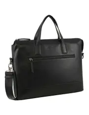 [PIERRE CARDIN] Leather Business Travel Bag in Black