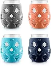 Ello Cru 17oz Stemless Wine Glass Set with Protective Silicone Sleeves, Dishwasher Safe, Cocktail Glass Pack Perfect for Summer Patios and Parties Festive Fun Women Men Her Him