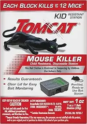 Tomcat Mouse Killer Child Resistant, Disposable Station, 1 Pre-Filled Ready-to-Use Bait Station