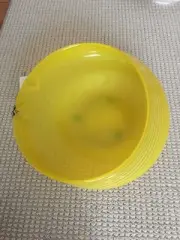 GLASS BLOWN DECORATIVE BOWL CYAN DESIGN LEMON DROP YELLOW DIMPLED