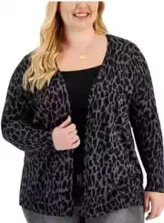 Style & Co Women's Plus Size Open Front Cardigan Animal Print 3X