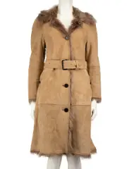 Brown Suede Shearling Lined Coat