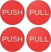 uxcell 2Set Push Pull Door Stickers, 3in Push and Pull Signs Plate Acrylic Vertical Self-Adhesive for Doors Glass Window Business Stores, Round, Red