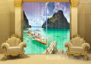 3D Sea Boat 254 Blockout Photo Curtain Printing Curtains Drapes Fabric Window AU