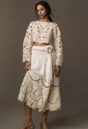 Anthropologie Love The Label Crochet Hem Maxi Skirt Size M nwt