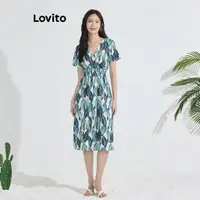 在飛比找蝦皮商城優惠-Lovito 女式波西米亞花卉褶襉連身裙 L77ED330