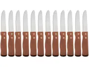 (Set of 12) 10-Inch Jumbo Steak Knives, Stainless Steel Rounded Serrated Blade