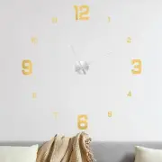 1-Pack 3D DIY Wall Clock,59" Frameless Clock Silent Clock for Home, Gold+Silver