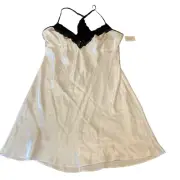 Linea Donatella Sateen Gown White Black Trim NWT Size Large