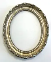 20 X 24 ORNAMENTAL CARVED SILVER OVAL HAND LEAFED PICTURE FRAME!!