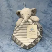 NWT Cloud Island Target Gray White Stripe Elephant Satin Security Baby Blanket