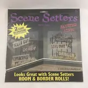 Haunted Signs Cemetery Fence Graveyard Wall Halloween House Gothic Scene Setters