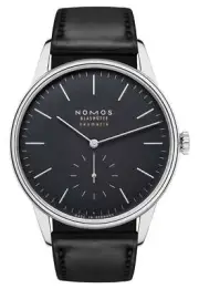 NOMOS Glashutte Orion Neomatik 39 Automatic Black Dial Leather Mens Watch 346