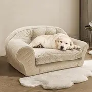 Rucener Dog Bed, Cat Couch, Dog Couch, Cat Bed, Dog Sofa, 39 * 17 * 22in Cat Sofa, Pet Sofa, Dog Sofa Bed for Small Dogs Pets Bunny Luxury Mini Pet Sofa, Pet Sofa Couch, European Style, Beige