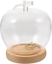 WATIIFUFU Crafts Glass Dome with Lighted Base Unique Apple Design for Decorative Preserved Flowers Festive Atmosphere for Home Decor and Holiday Celebrations