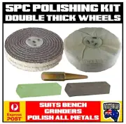 METAL POLISHING KIT FOR BENCH GRINDER BUFFING (DOUBLE THICK WHEELS) STAINLESS