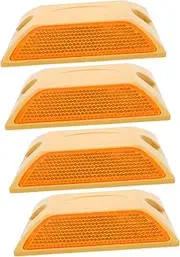 MAGICLULU 4Pcs Highway Deceleration Zone Reflective Marking Pads Durable Speeds Buffer Plates for Enhanced Night Visibility Weatherproof Construction