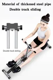 Folding Mute Single Bar Rowing Machine Rower Exercise for Home Cardio Workouts#,