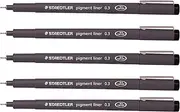 Staedtler 0.3 mm Pigment Liner Fineliner Sketching Drawing Drafting Pens Pack of 5